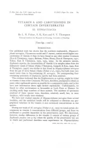 VITAMIN a and CAROTENOIDS in CERTAIN INVERTEBRATES By