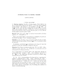 INTRODUCTION to MODEL THEORY 1. Intro And