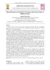 Mineral Resources Potential of Vietnam and Current State of Mining Activity
