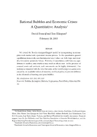 Rational Bubbles and Economic Crises: a Quantitative Analysis∗