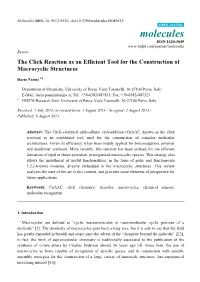 The Click Reaction As an Efficient Tool for the Construction of Macrocyclic Structures