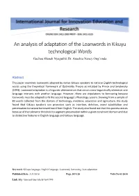 An Analysis of Adaptation of the Loanwords in Kikuyu Technological Words
