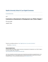 Comments on Restatement of Employment Law (Third), Chapter 1