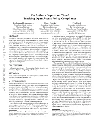 Do Authors Deposit on Time? Tracking Open Access Policy Compliance