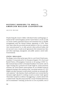 Historic Barriers to Anglo-American Nuclear Cooperation