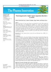 Neurodegenerative Triplet Repeat Expansion Disorders