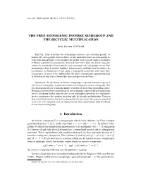 THE FREE MONOGENIC INVERSE SEMIGROUP and the BICYCLIC MULTIPLICATION 1. Introduction