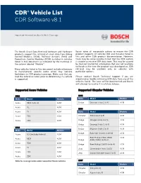 V8.1 Supported Vehicle List