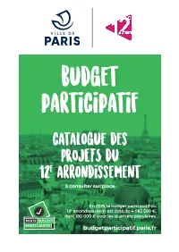 Catalogue Des PROJETS Du 12E Arrondissement