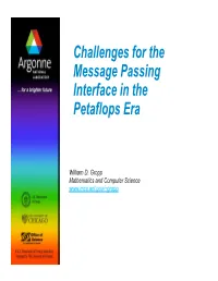 Challenges for the Message Passing Interface in the Petaflops Era