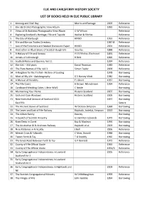 Elie and Earlsferry History Society List of Books Held In
