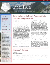 From the Surf to the Desert: Place Identity in California Indigenous Rock President's Column