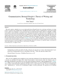 Grammatization: Bernard Stiegler's Theory of Writing and Technology