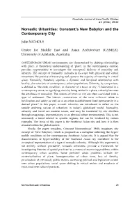 Nomadic Urbanities: Constant’S New Babylon and the Contemporary City