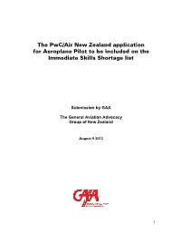 Rebuttal Comments to the PWC / Air New Zealand Application for Pilots