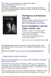 Soviet Intelligence and the Cuban Missile Crisis