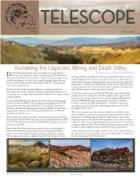Sustaining the Legacies: Mining and Death Valley