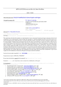 APPLICATION to Access the LULI Laser Facilities 2021 –2022