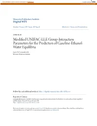Modified UNIFAC-LLE Group-Interaction Parameters for the Prediction of Gasoline-Ethanol- Water Equilibria Jason A
