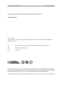 Reverse Engineering and the Archaeology of the Modern World
