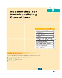 Accounting for Merchandising Operations