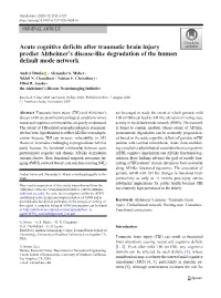 Acute Cognitive Deficits After Traumatic Brain Injury Predict Alzheimer's