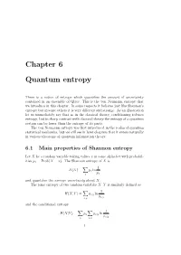Chapter 6 Quantum Entropy