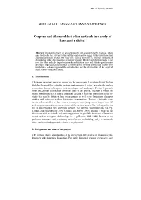 Corpora and (The Need For) Other Methods in a Study of Lancashire Dialect