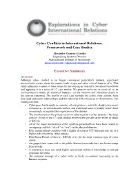 Cyber Conflicts in International Relations: Framework and Case Studies