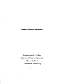 Department of Materials Engineering and Production §Ystems Lodzuniversity of Technology *