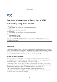 Describing Media Content of Binary Data in XML W3C Working Group Note 4 May 2005