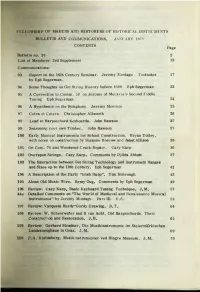 Fellowship of Makers and Restorers of Historical Instruments Bulletin and Communications