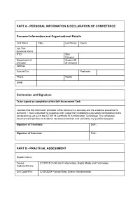 Part a - Personal Information & Declaration of Competence