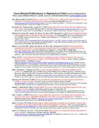 Varve-Related Publications in Alphabetical Order (Version 15 March 2015) Please Report Additional References, Updates, Errors Etc