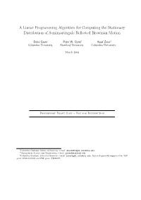 A Linear Programming Algorithm for Computing the Stationary Distribution of Semimartingale Reﬂected Brownian Motion