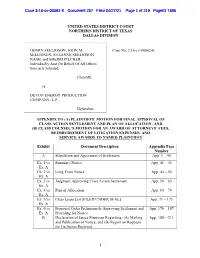 Appendix to Plaintiffs' Motion for Final Approval of Settlement, Plan of Allocation, and Attorneys' Fees