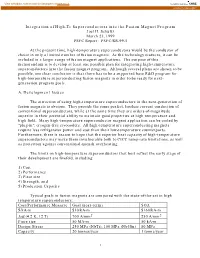 Integration of High-Tc Superconductors Into the Fusion Magnet Program Joel H