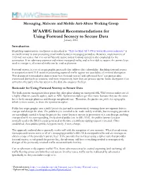 M 3 AAWG Initial Recommendations for Using Forward Secrecy to Secure Data