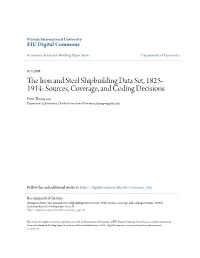 The Iron and Steel Shipbuilding Data Set, 1825- 1914: Sources, Coverage, and Coding Decisions