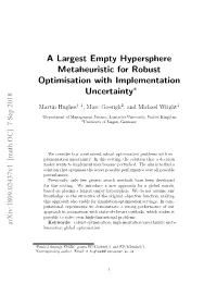 A Largest Empty Hypersphere Metaheuristic for Robust Optimisation with Implementation Uncertainty∗