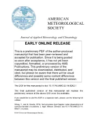 American Meteorological Society Revised Manuscript Click Here to Download Manuscript (Non-Latex): JAMC-D-14-0252 Revision3.Docx