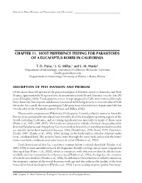 Chapter 11. Host Preference Testing for Parasitoids of a Eucalyptus Borer in California