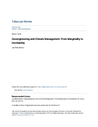 Geoengineering and Climate Management: from Marginality to Inevitability