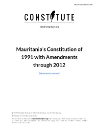 Mauritania's Constitution of 1991 with Amendments Through 2012