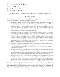 Sen. Jeff Sessions's Record on Criminal Justice