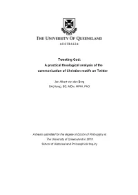Tweeting God: a Practical Theological Analysis of the Communication of Christian Motifs on Twitter