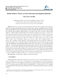 Berlin and Kay's Theory of Color Universals and Linguistic Relativity