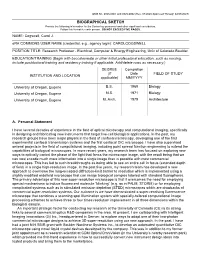 BIOGRAPHICAL SKETCH Provide the Following Information for the Senior/Key Personnel and Other Significant Contributors