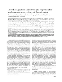 Blood Coagulation and Fibrinolytic Response After Endovascular Stent Grafting of Thoracic Aorta