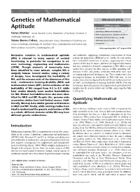 "Genetics of Mathematical Aptitude" In